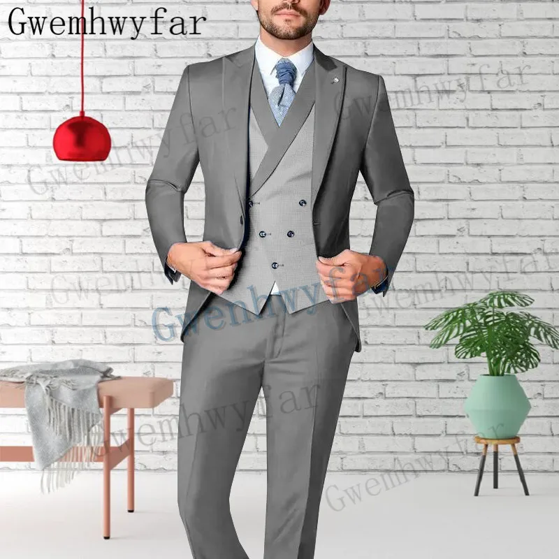 

Gwenhwyfar One Button Tuxedo 2 Piece Jacket Pants Set Formal Prom Costume Homme Summer Slim Fit Men Suits For Groom Wedding