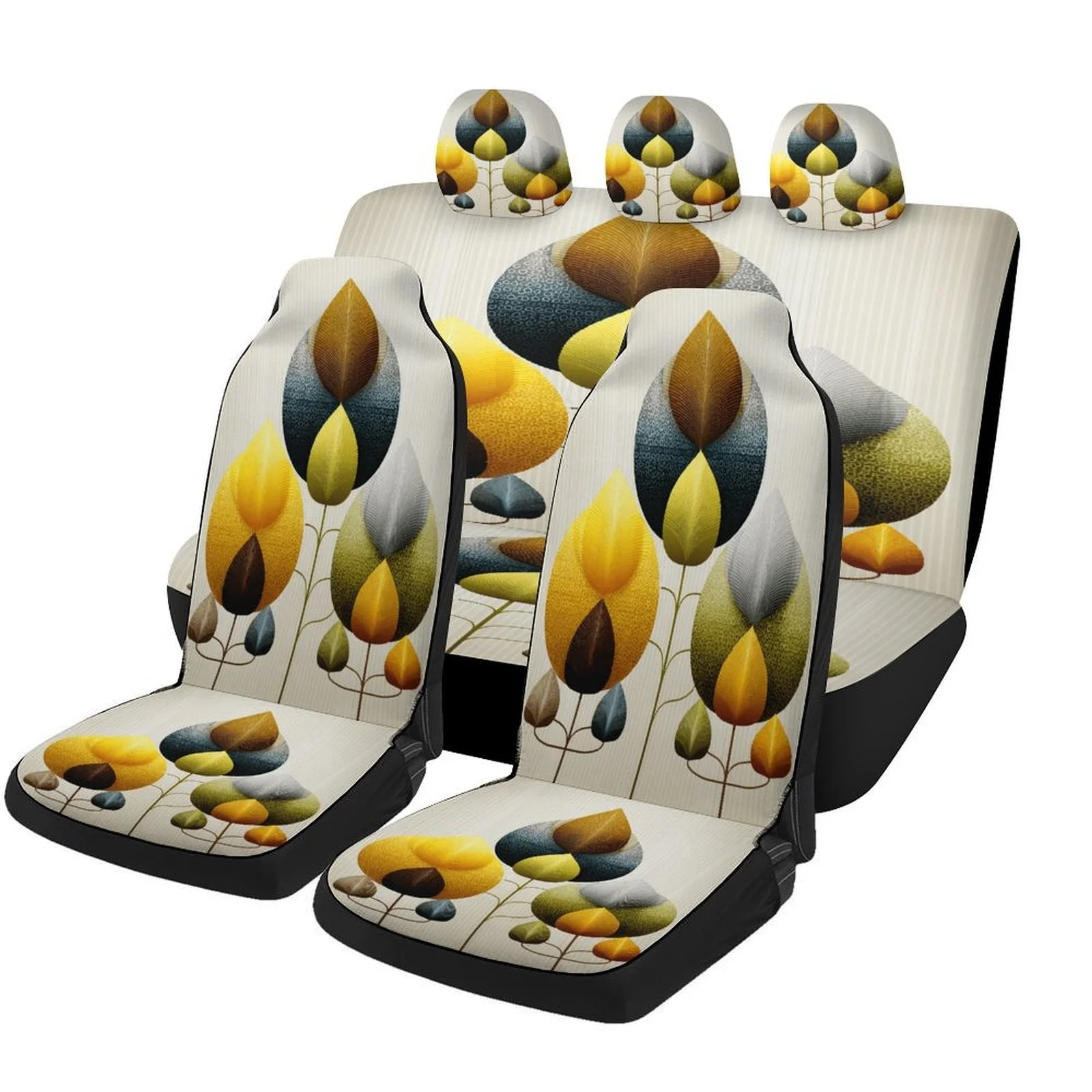 

Набор чехлов для автомобильных сидений с цветочным узором в виде листьев, для большинства автомобилей, декоративные, модные, высококачественные защитные чехлы для автомобильных сидений, полный комплект.