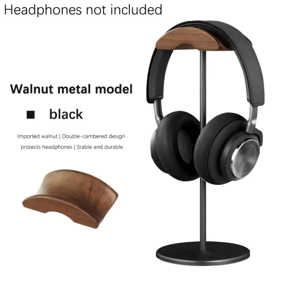 Walnut Wood Headphone Holder Solid Metal Base Table Desk Display Gaming Headset Holder High Quality Aluminum Alloy