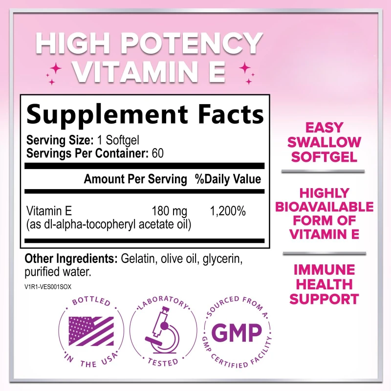 Hot Sales Vitamin E Capsules Improve Rough Skin Care Increase Immune System Supplement