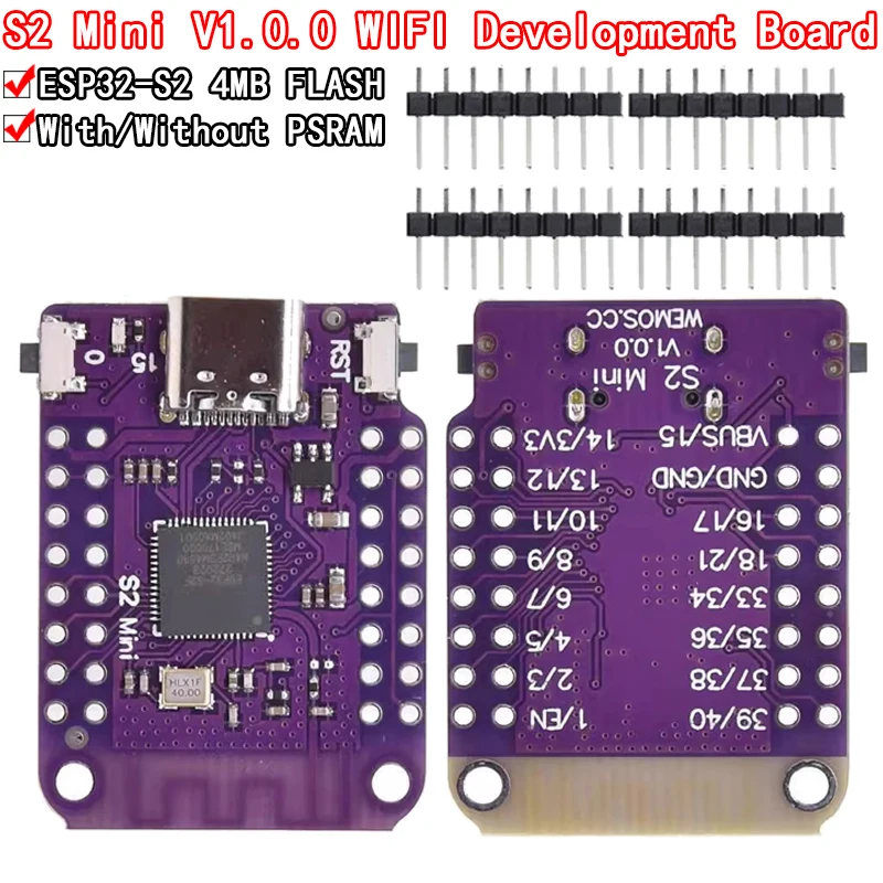 ESP32 S2 Mini V1.0.0 — плата LOLIN WIFI IOT на базе ESP32-S2FN4R2 ESP32-S2 4 МБ FLASH 2 МБ PSRAM, совместимость с MicroPython Arduino ESP32 S2 Mini V1.0.0 — плата LOLIN WIFI IOT на базе ESP32-S2FN4R2 ESP32-S2 4 МБ FLASH 2 МБ PSRAM, совместимость с MicroPython Arduino