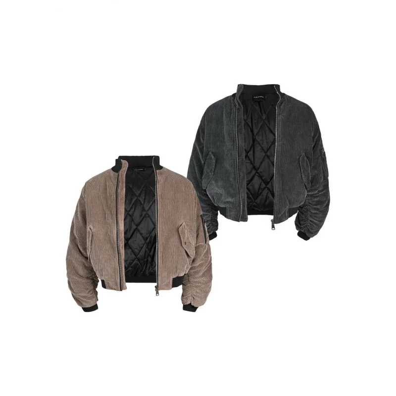 

Винтажная вельветовая хлопковая куртка EME, короткое, широкое, с воротником-стойкой, зимнее теплое пальто для мужчин и женщин