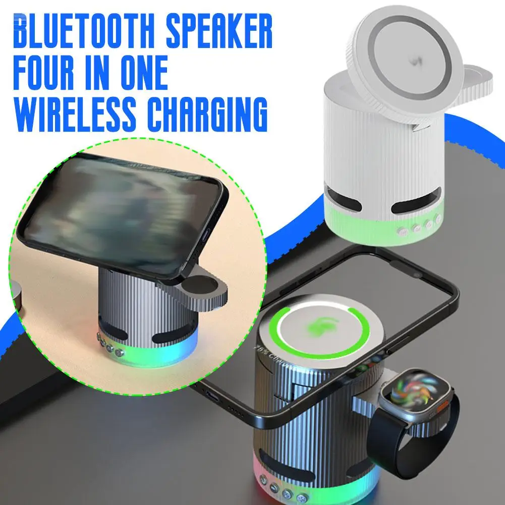 Bluetooth Speaker 4-in-1 Wireless Charger Foldable Magnetic Desktop Rgb Lighting Effect Is Suitable For I0f3