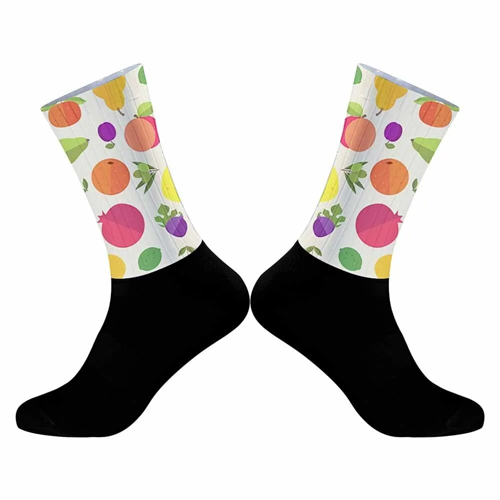 Interesting fruit pattern sports cycling socks, unisex, durable, suitable for outdoor sports enthusiasts and more people