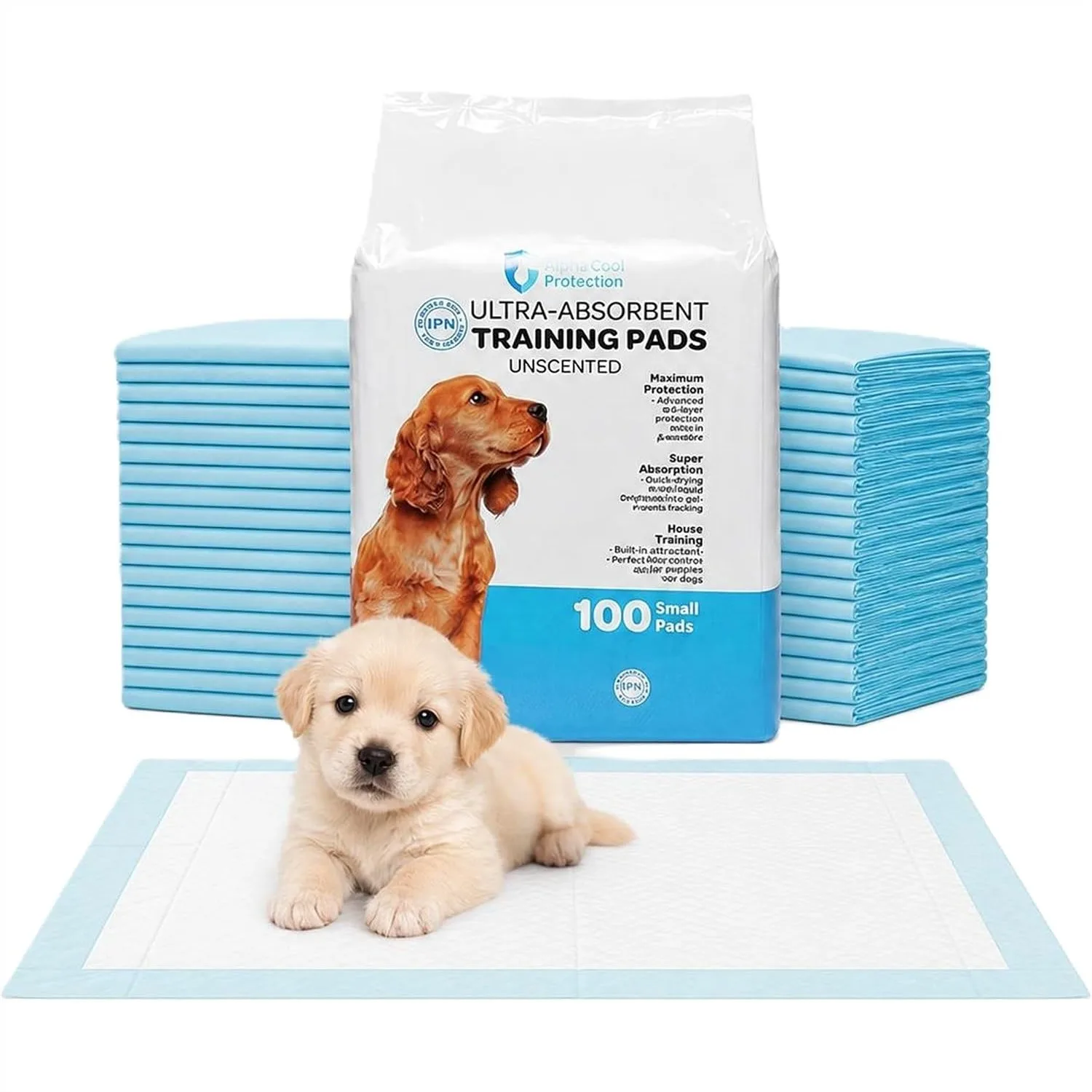 Disposable Puppy Pads 100 Count 13x18 Inch for Potty Training, Small Dog Pee Pads with Absorbent Core for Indoor Use