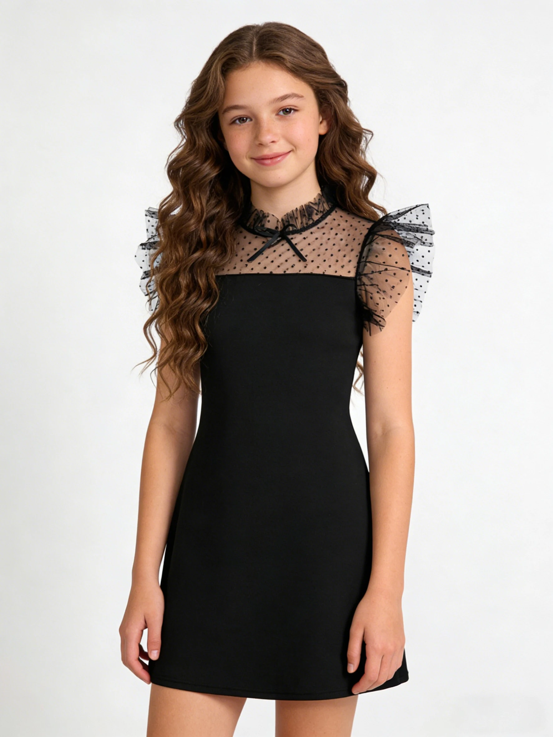 Sommer Teenager Mädchen Fliegende Ärmel Hohl Schlank Gerade Rohr Rock Modische Und Elegante Damen Casual Kleid