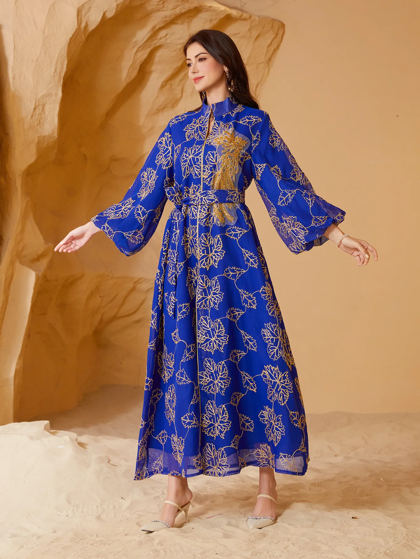 Abito musulmano per le donne Abiti da festa Abaya Ramadan Eid Paillettes Ricamo Arabo Abito lungo Marocco Dubai Caftano Abiti Jalabiya