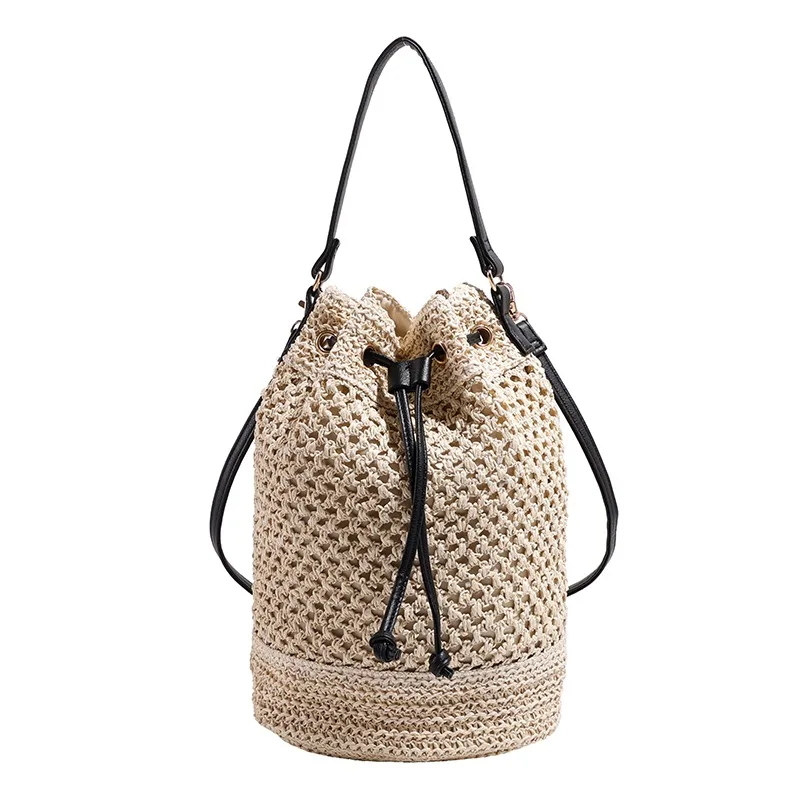 Large Capacity Straw Bucket Shoulder Bags Hollow Out Braid Casual Simple Versatile Crossbody Bags for Women Fashion Hot Sale