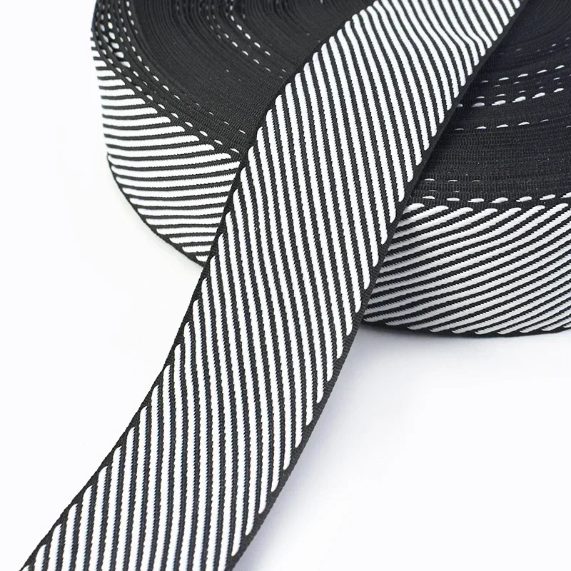 10 Meter 10–38 mm schwarz-weiße Jacquard-Gurtband, dekorative Bänder für Kleidung, Taschen, Gurt, Gürtel, Band, DIY-Nähzubehör