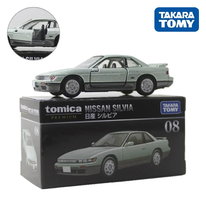 TAKARA TOMY 1:64 diecast alloy model Black Box TP08 Nissan Silvia Children's Collection Display toys for children's gifts.