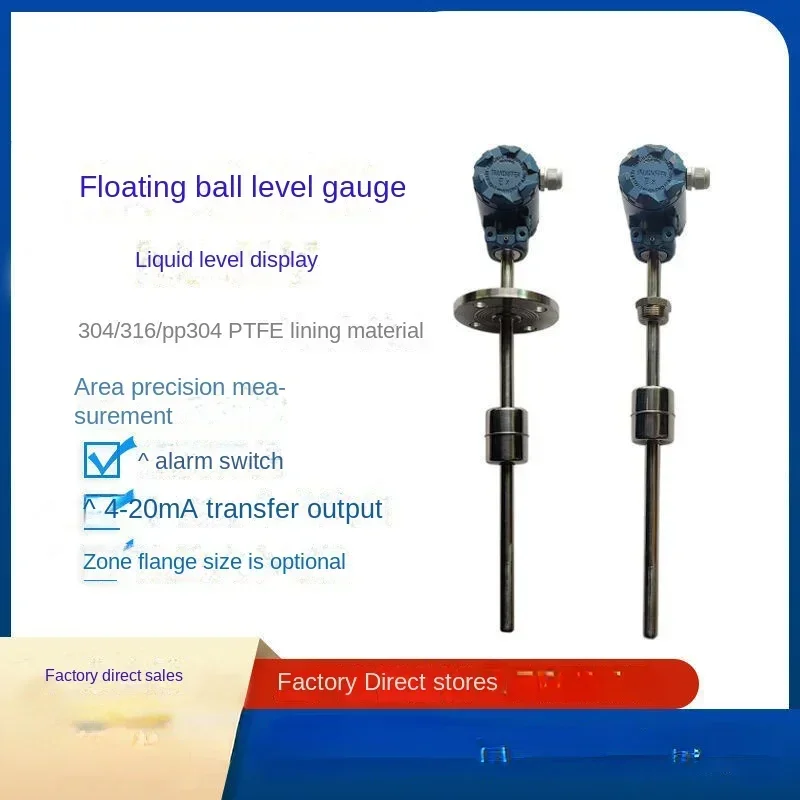 Magnetic Float Level Transmitter 485 Reed Switches Water Level Gauge Floater Corrosion-Resistant Explosion-Proof 4-20mA Plug-in