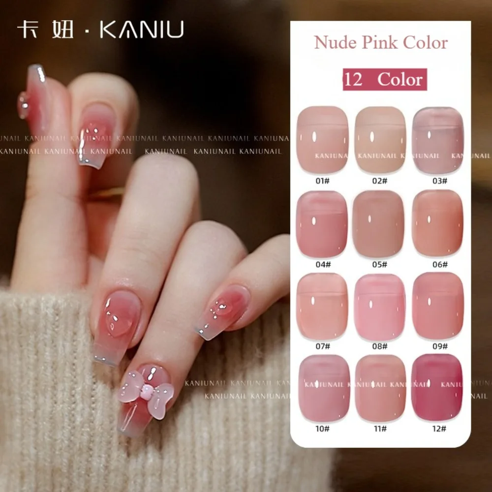 

Kaniu 12ml Nude Pink Color Nail Gel Polish Summer Jelly Pink Transparent Nail Polish Soak Off UV DIY Nail Art Manicure Varnish