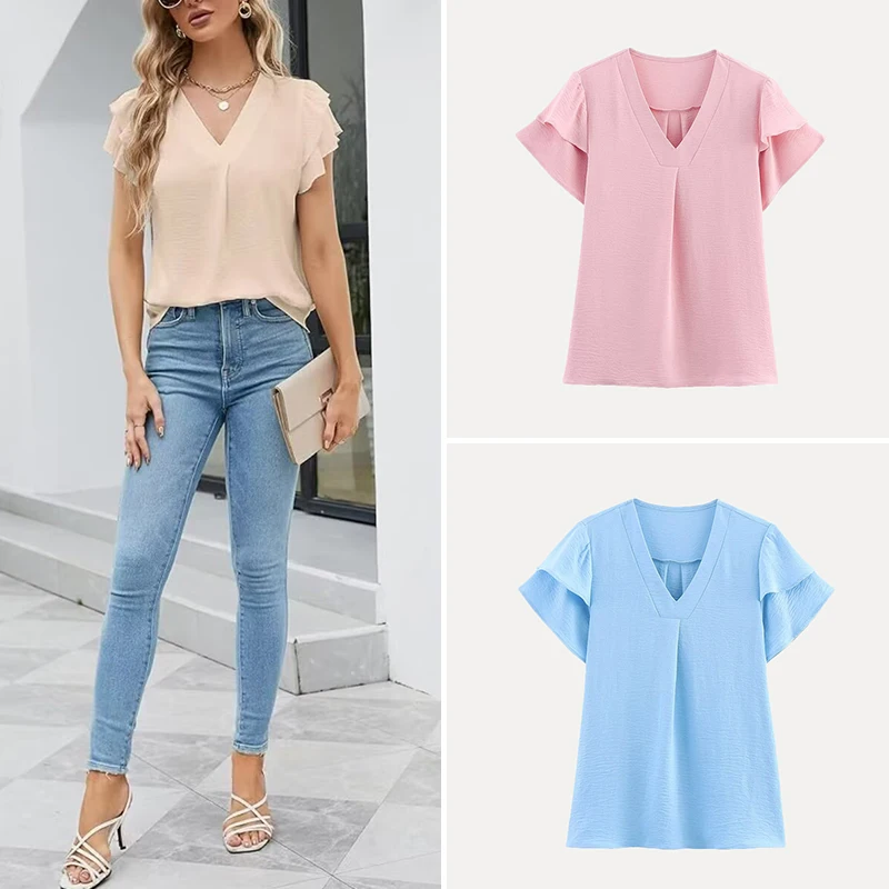 

Женский топ Z со складками из ледяного шелка, новинка 2025, универсальная женская футболка Sle, удобная для поездок на работу, летняя влажная футболка ng o...