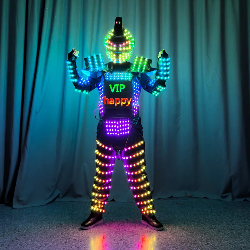 

LED Robot Costume Helmet Man Programmable LED Screen Nightclub Light up Armor Halloween Cosplay Party Stage Performance 2026