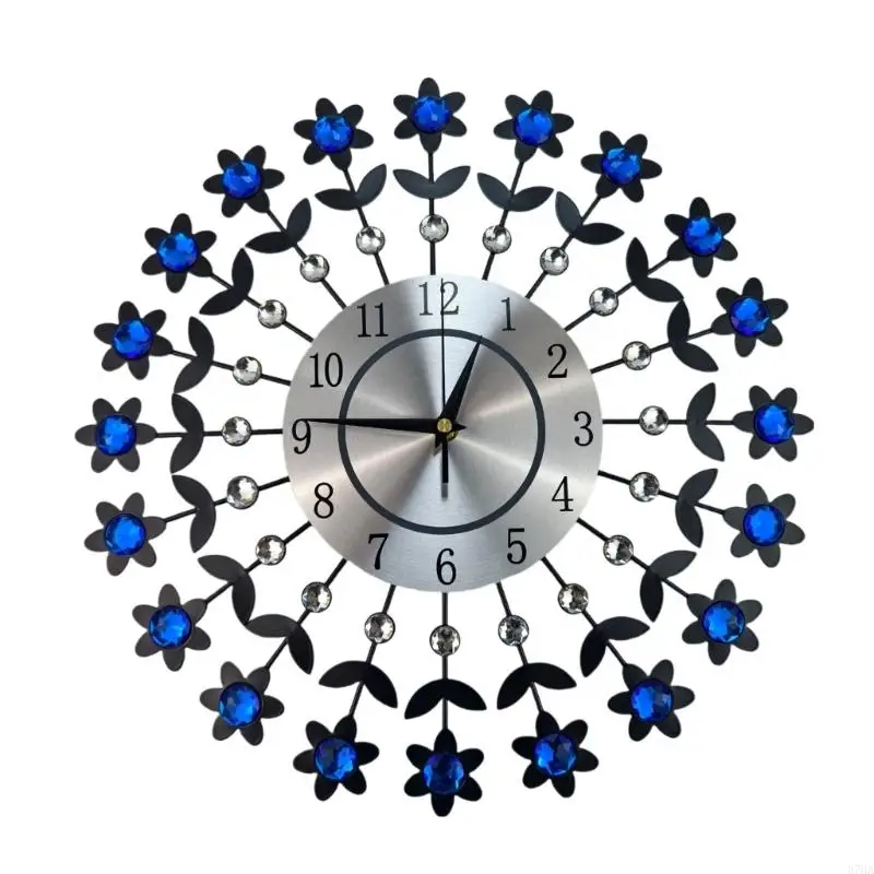 Crystal Flowers Wall Clock Silents None Ticking Clocks Decorative Large Modern Wall Clock for Living Room Bedroom Decors 87HA