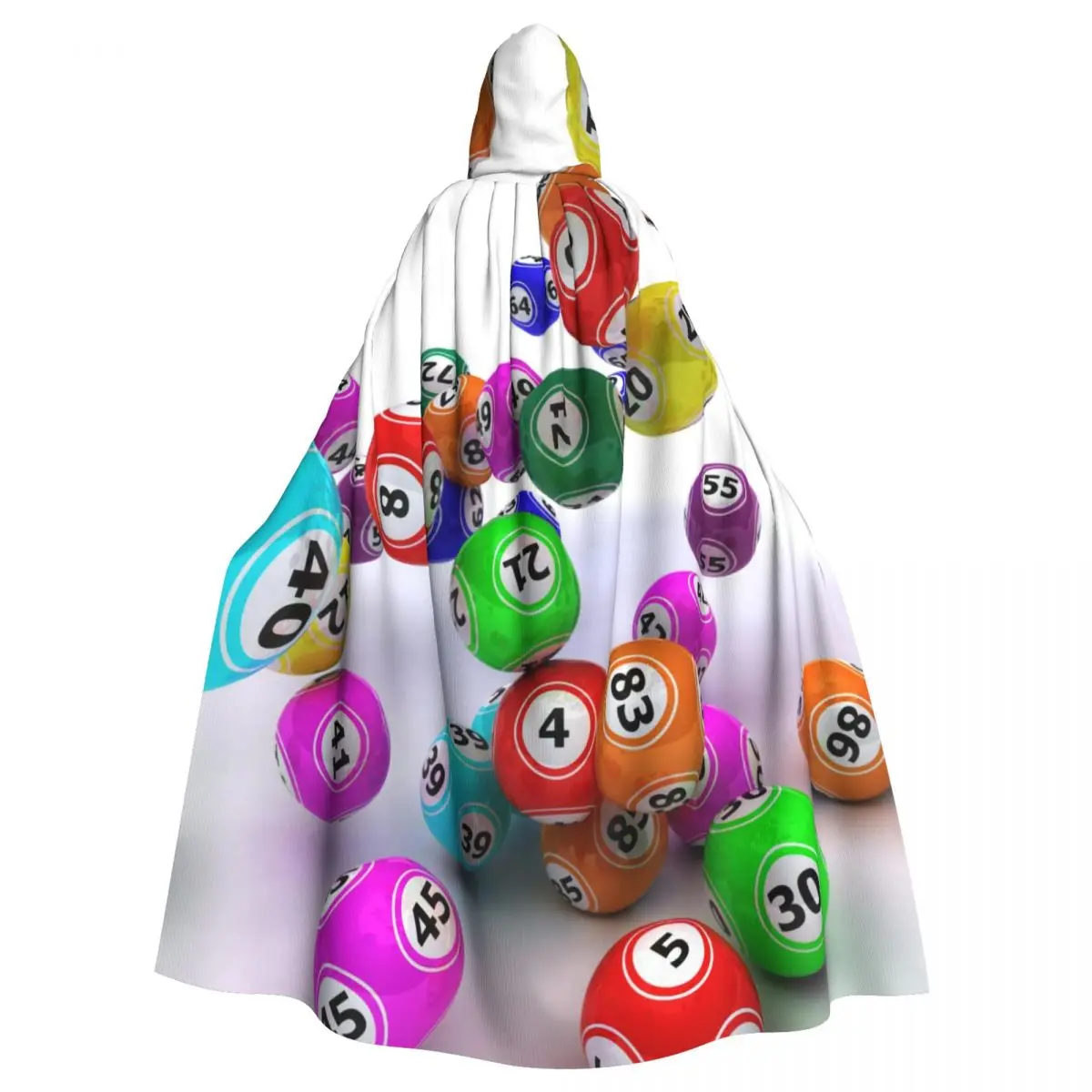 Colorful Bingo Balls Unisex Witch Party Reversible Hooded Adult Vampires Cape Cloak