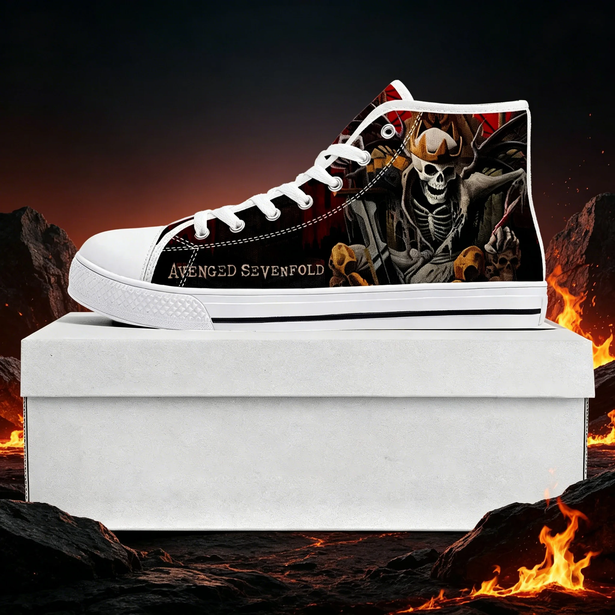

Avenged Sevenfold A7X Skull Pattern High Top Canvas Shoes Unisex Trendy Casual Walking Sneakers Men Women Outdoor Footwear