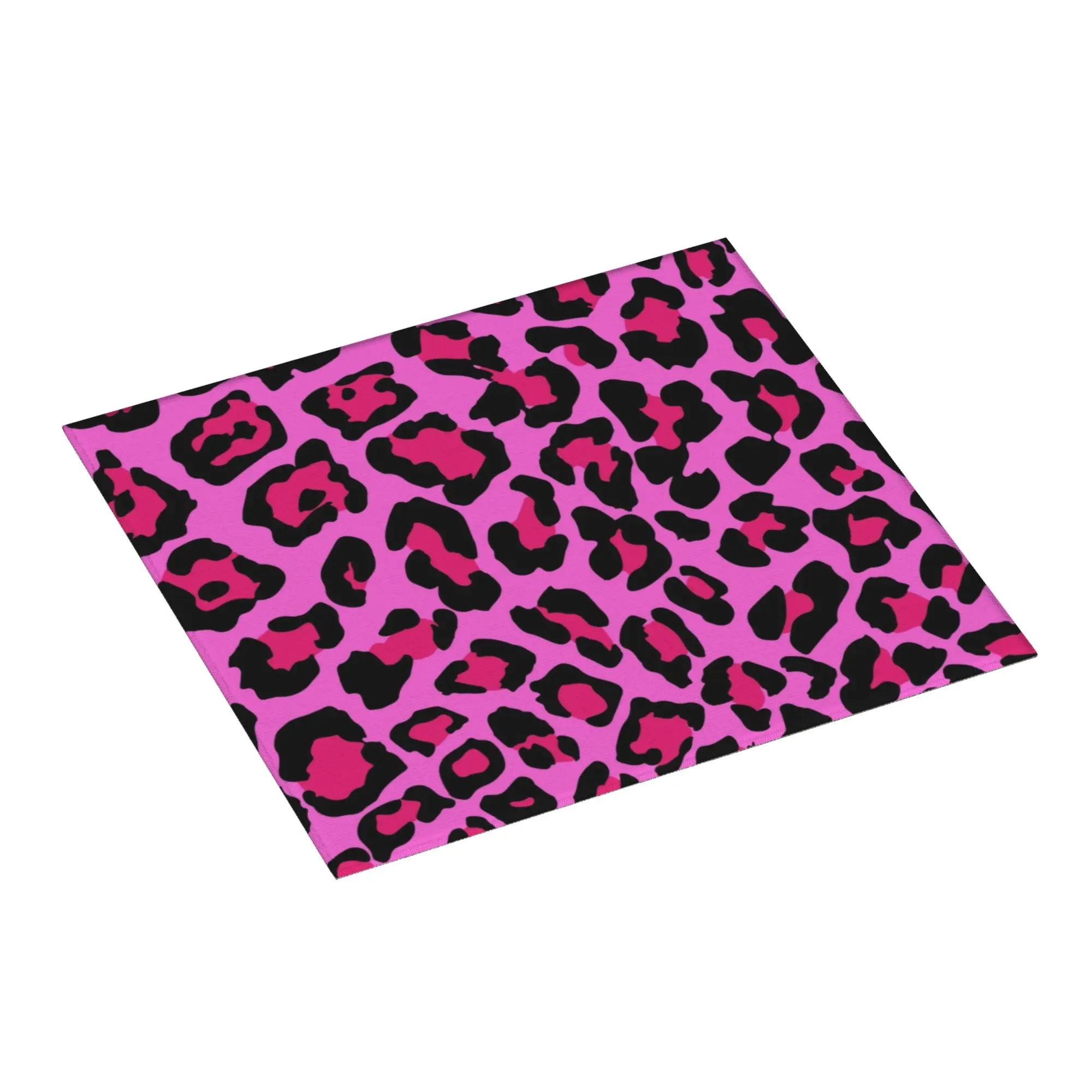 Leopard Fur Skin Texture Hot Pink Non‑Slip Waterproof Absorbent Barware Tableware Oil Proof Reusable Drying Mat For Kitchen