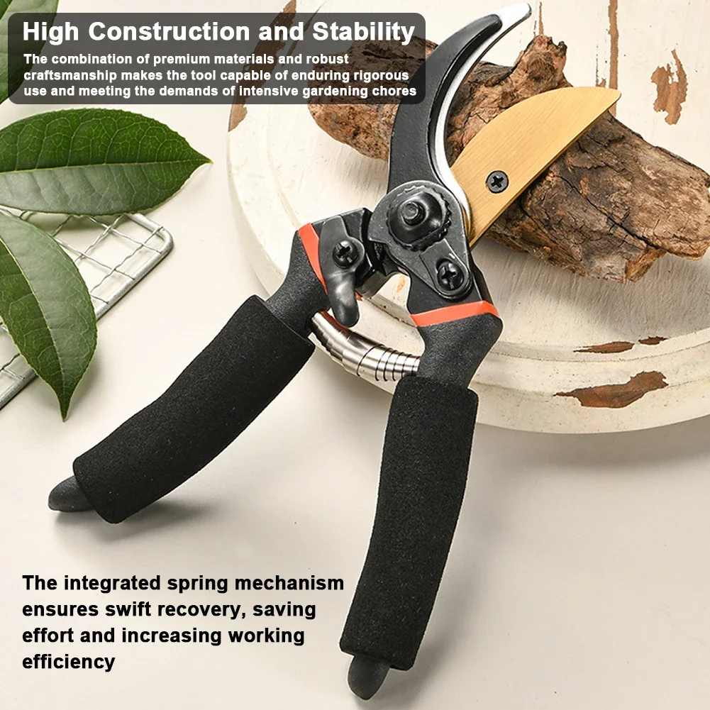 Professional Multi-Purpose Pruning Shears 65Mn Steel Blade Effortless Branch Cutting Tool Ergonomic Design with Safety Lock