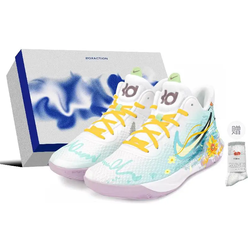 【Customize】Nike KD Trey 5 IX Vintage Basketball Shoes Men Low-top Yellow/white/cyan Sneakers shoes DJ6922-100