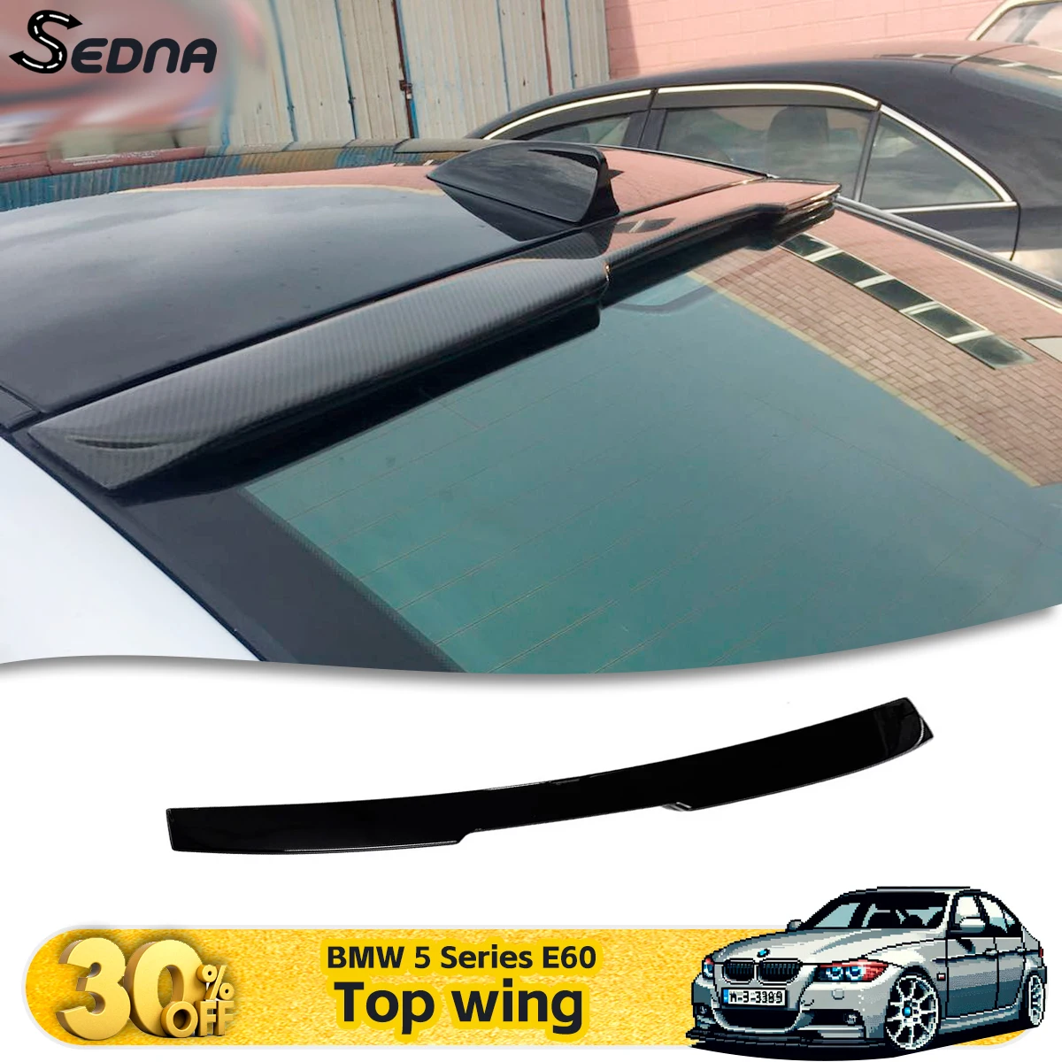 

For 2004-2010 BMW 5 Series E60 520i 525i 530i Top wing Rear Window Roof Spoiler Wing - ABS Black Carbon Bodykit Tuning Accessory