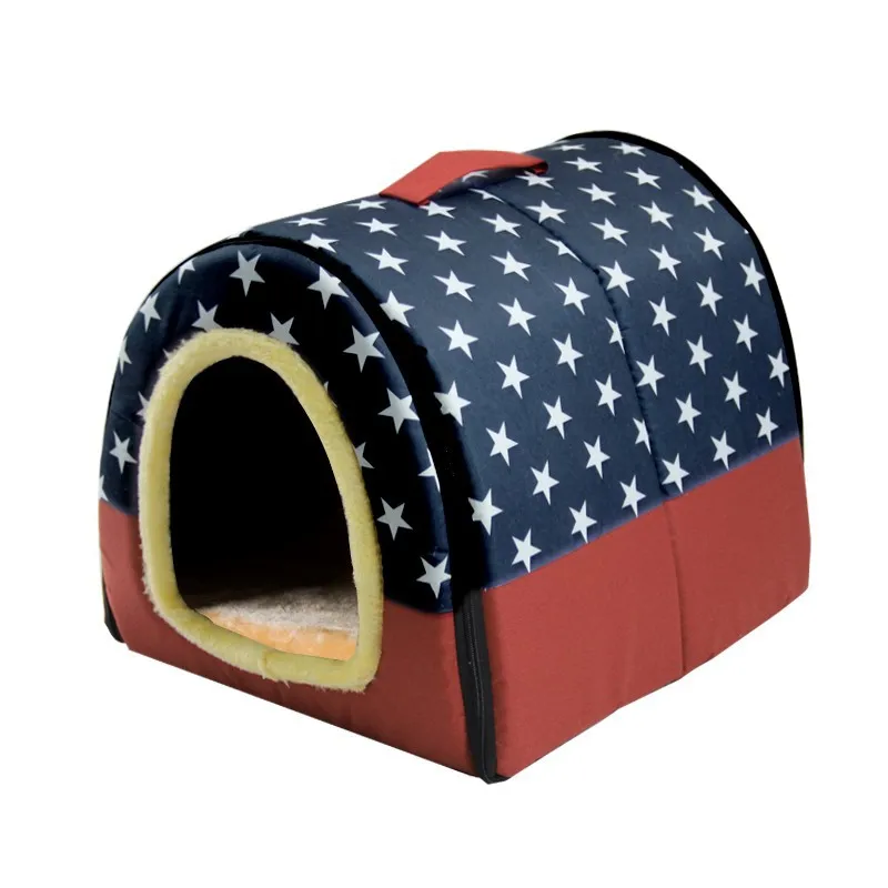 Enclosed Dog House Kennel Warm Winter Cat Cave Soft Cozy Sleeping Bed for Small Medium Dogs Cats Puppy Nest Basket Supplies