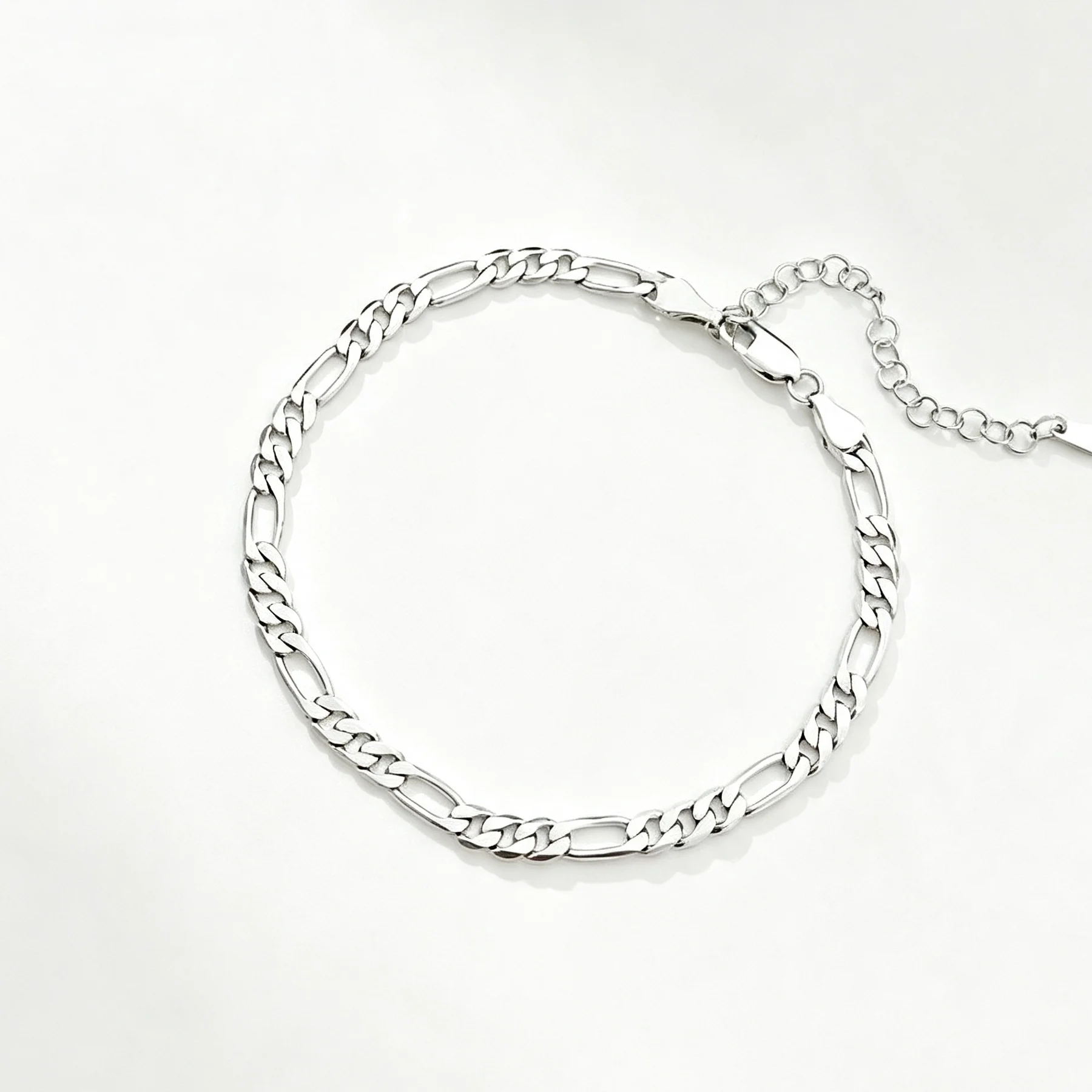 925Silver Tone Figaro Chain Anklet Adjustable Extension Ankle Bracelet Fashion Jewelry For Women Daily Wear