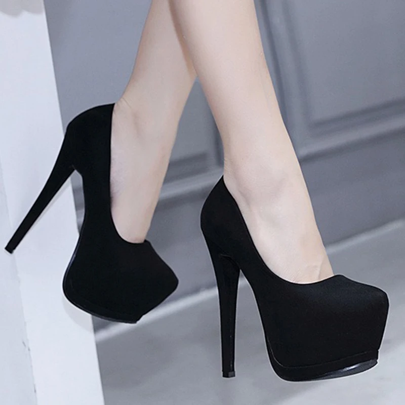 2024 Summer Women Fetish 15cm High Stiletto Heels 5cm Platform Pumps Soft Leather Suede Red Bottom Party Prom Nightclub Shoes