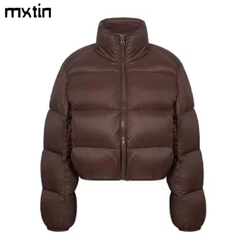 Women\'s Jacket Winter Zippers Short Puffer Coat Women Elegant Anorak Office Outerwear Casual Parkas Female Clothing  2023