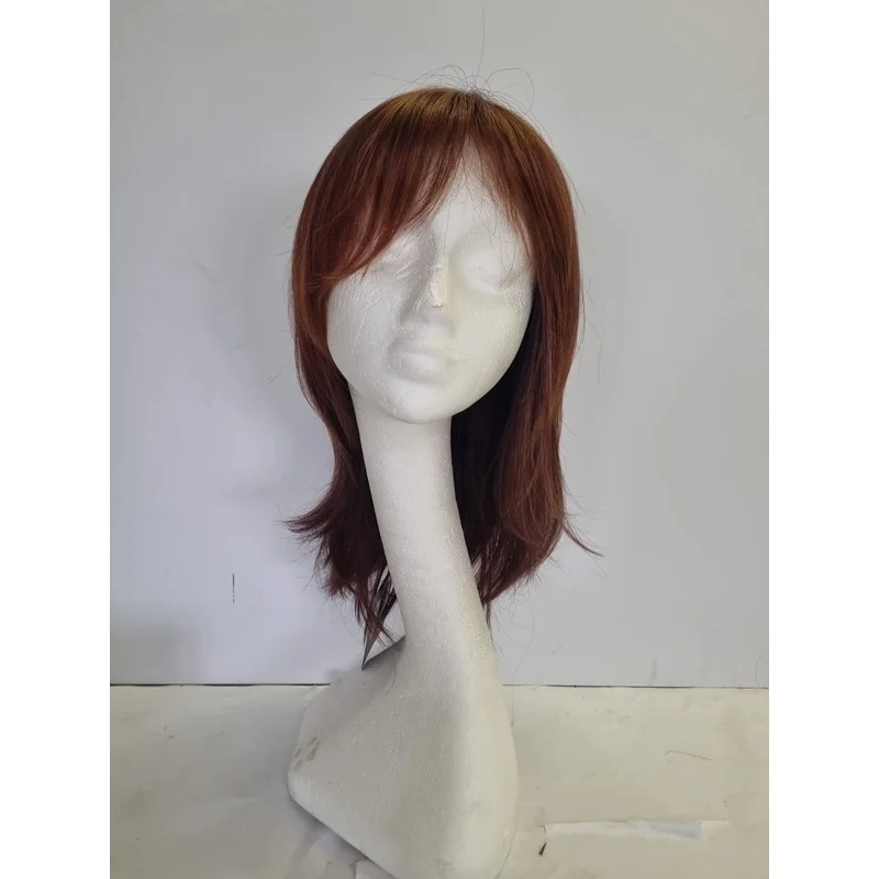 Mid Kanekalon Copper Brown Straight Layered With Fringe - Hair Loss REF 0226