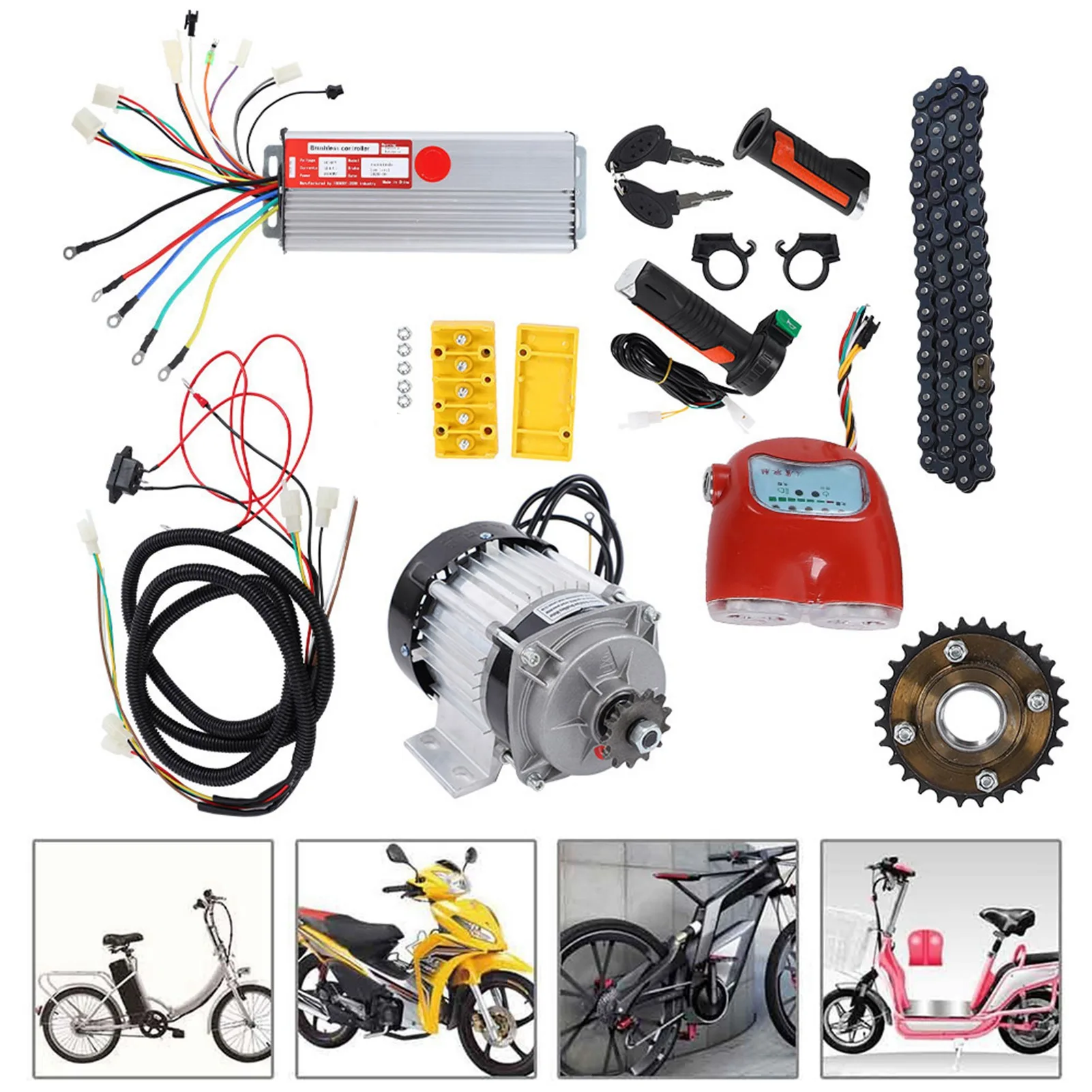 Brushless Motor Kit 48V 800W Brushless Motor Kit Electric Bike Tricycle Scooter DIY Motor Conversion Kit Electric Bike Motor Kit