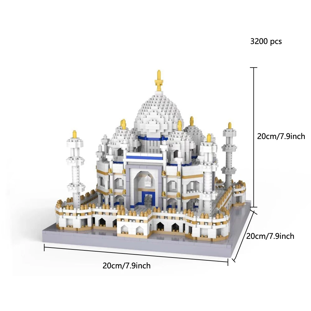 Wiedział zbudowany indyjski Taj Mahal 3D zestawy modeli zabawki mikro Mini klocki dla dorosłych z kwiatem LED montaż cegły architektury