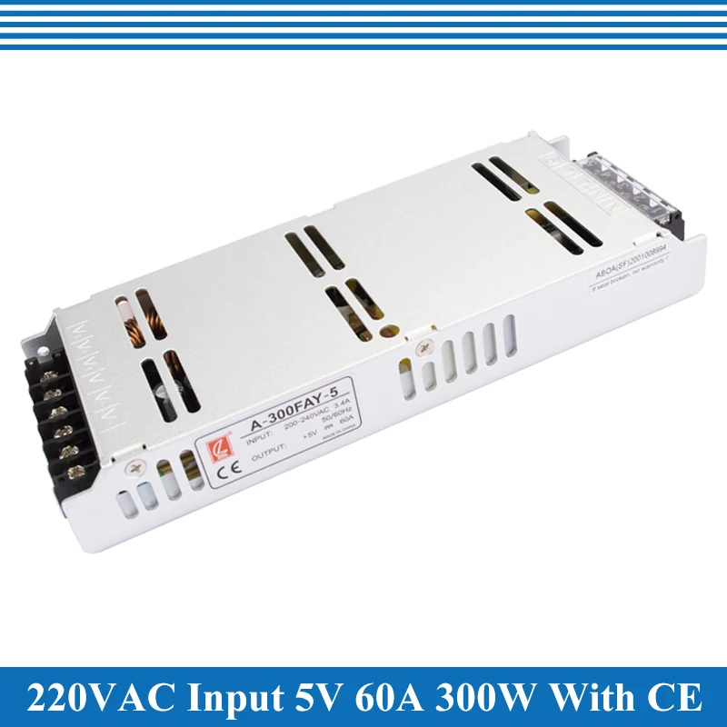 With CE Certificate 220VAC Input 5V 60A 300W Output LED Display Power Supply