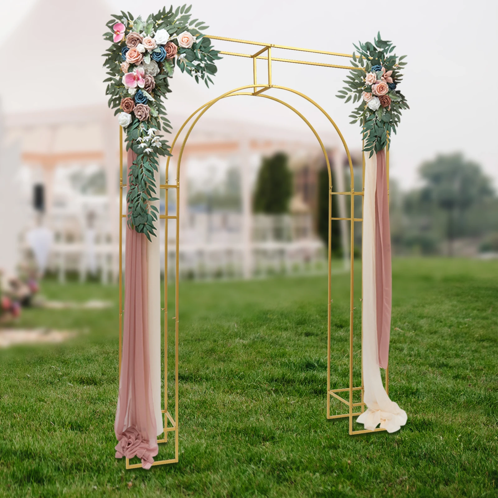 Wedding Arch Backdrop Stand, Wedding Arches for Ceremony Square, 7.8x5.9ft Balloon Arch Stand Garden Arbor Frame for Wedding