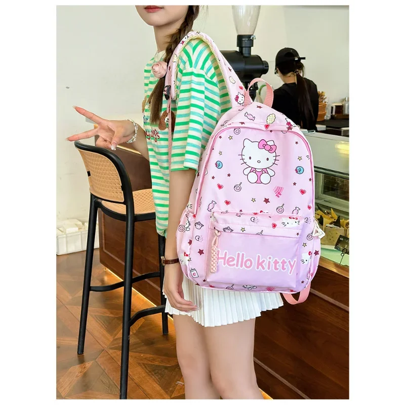 Sanurgente-Cartable pour étudiants Hello Kitty, sac à dos étanche de grande capacité, coussin initié, dessin animé mignon, nouveau