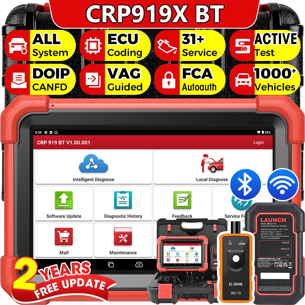 LAUNCH X431 CRP919X BT Wireless Bluetooth Diagnostic Tool OBD2 Car Scanner 2025 Bidirectional Automotive Diagnosis Tool