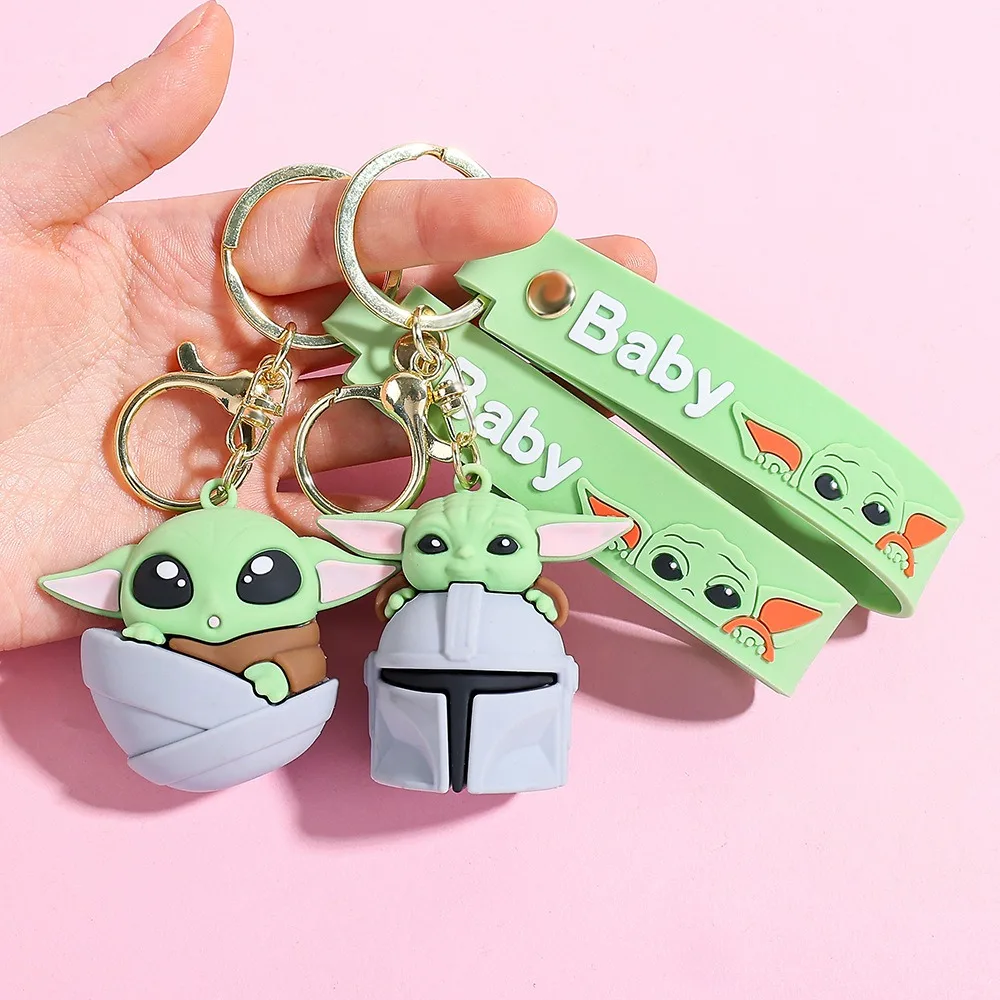 Perfect Details Grogu Baby Yoda Multi-Style 3D Silicone Keychain Set Cute Mandalorian Figure Bag Charm Backpack Pendant Car Key