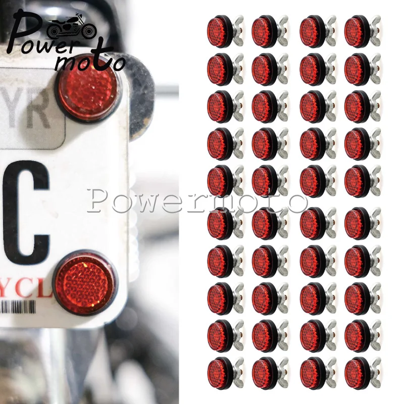 

40 PCS Universal Safety Warning Reflectors Bolt On License Plate Reflectors For Motorcycle Street Bike Touring Cruiser ATV