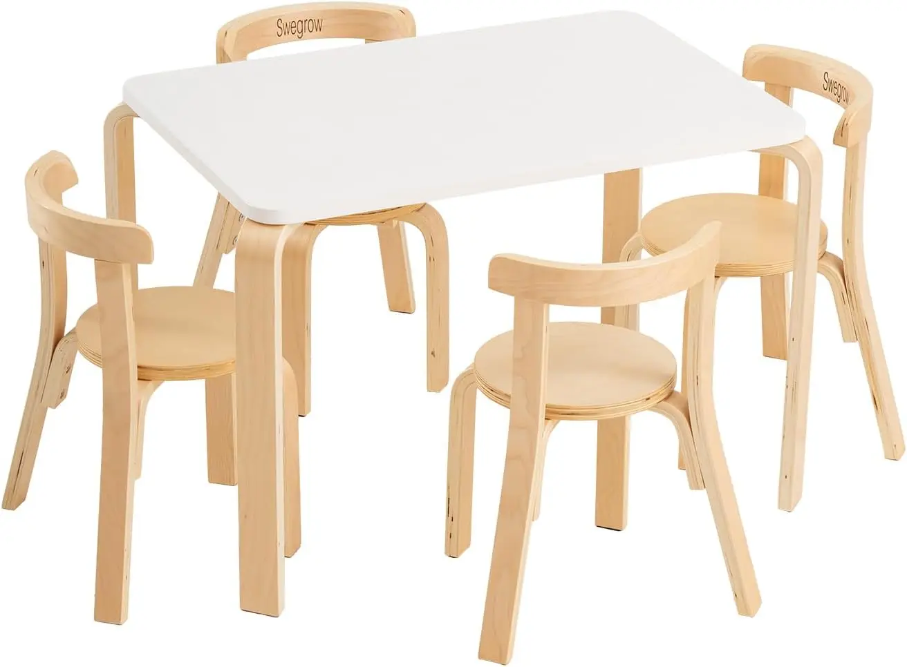 

Детский деревянный стол и 4 стулья для малышей, прочная мебель для игровой комнаты, дома, детского сада