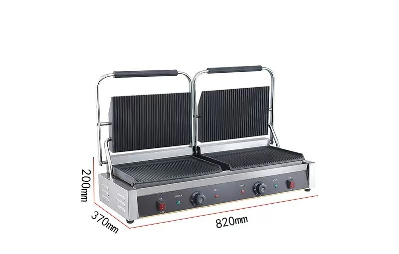 2025, superventas, prensa comercial para sándwich, parrilla Panini, maquinaria de alimentos de doble placa, parrilla de contacto eléctrica, parrilla de prensa
