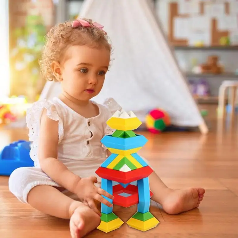 Bloques de pirámide apilables para niños, rompecabezas interactivo para padres e hijos, ensamblaje educativo Montessori, bloques de construcción, juguetes apilables para niños