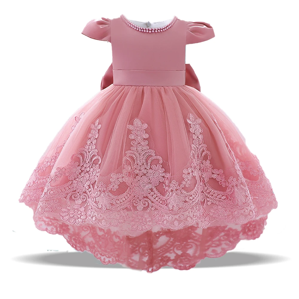 

Infant White Bow Lace Girls Dress Newborn Baptism Beading Party Princess Dresses for Baby 1st Birthday Christening Summer Dress
