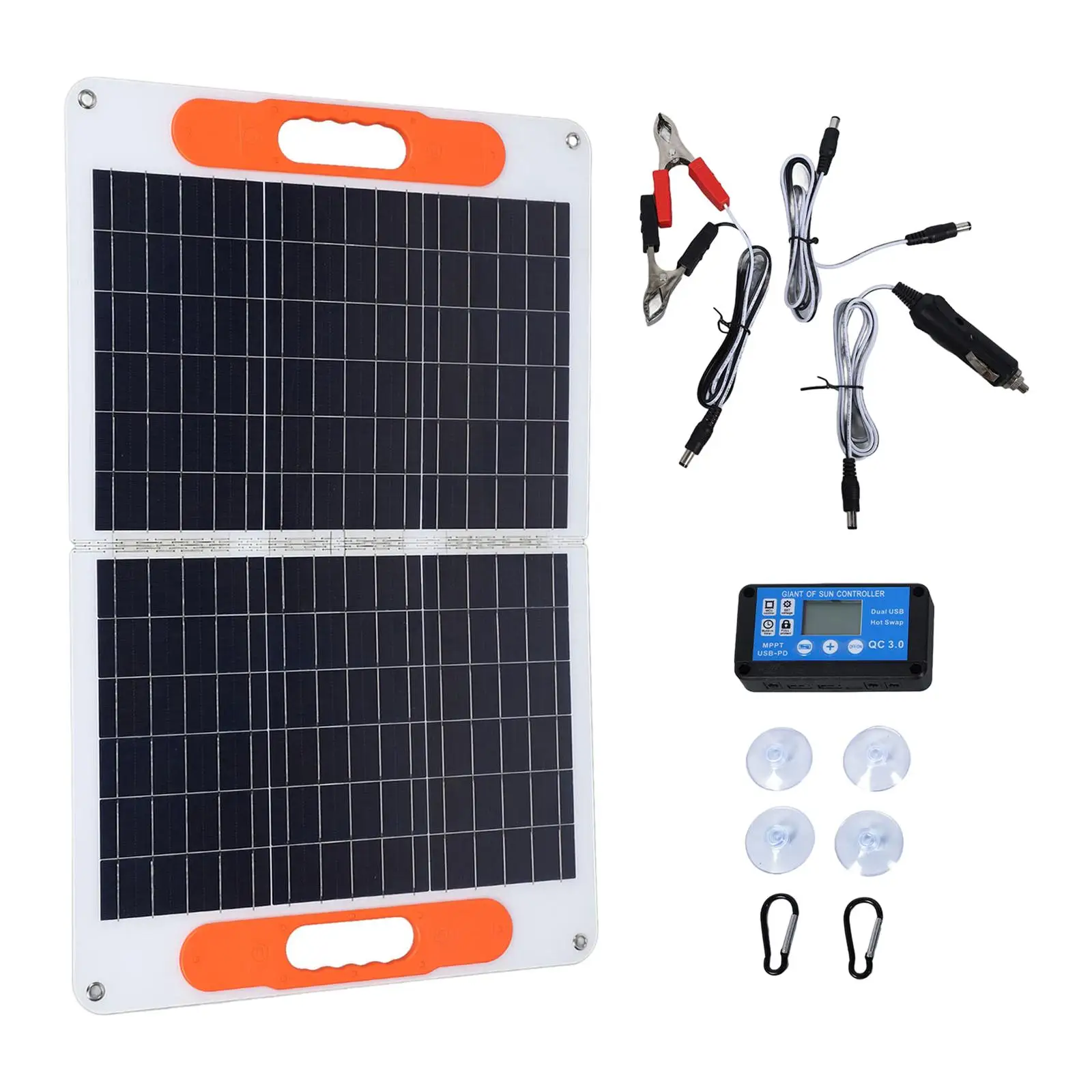 

120W Solar Panel with Controller Fordable Outside Biking Hiking Marine Boat Portable Van Travel Monocrystalline Solar