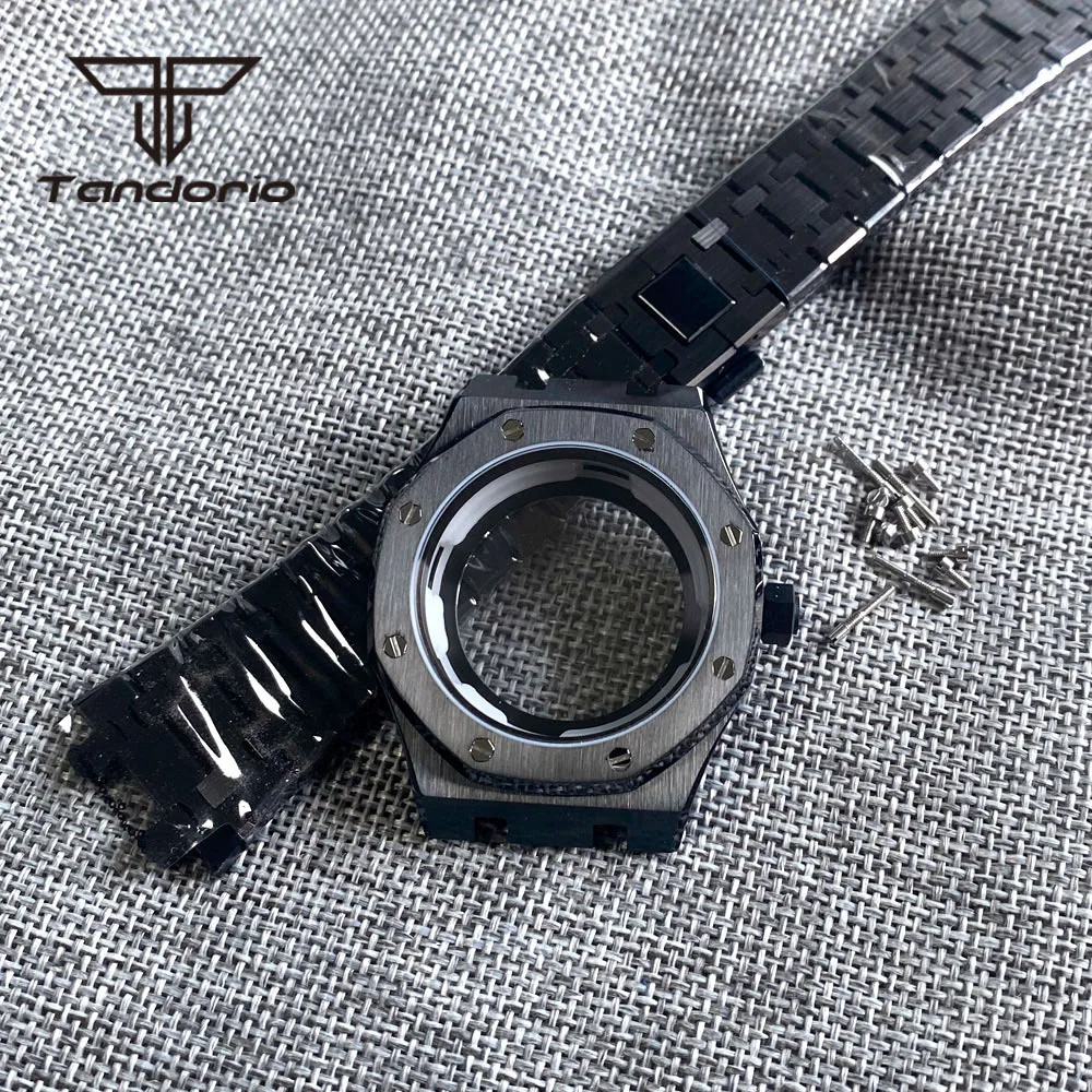 42mm Octagon Design Stainless Steel Brushed Watch Case Bracelet Fit NH35 NH36 Automatic Movement Sapphire Glass See-through Back