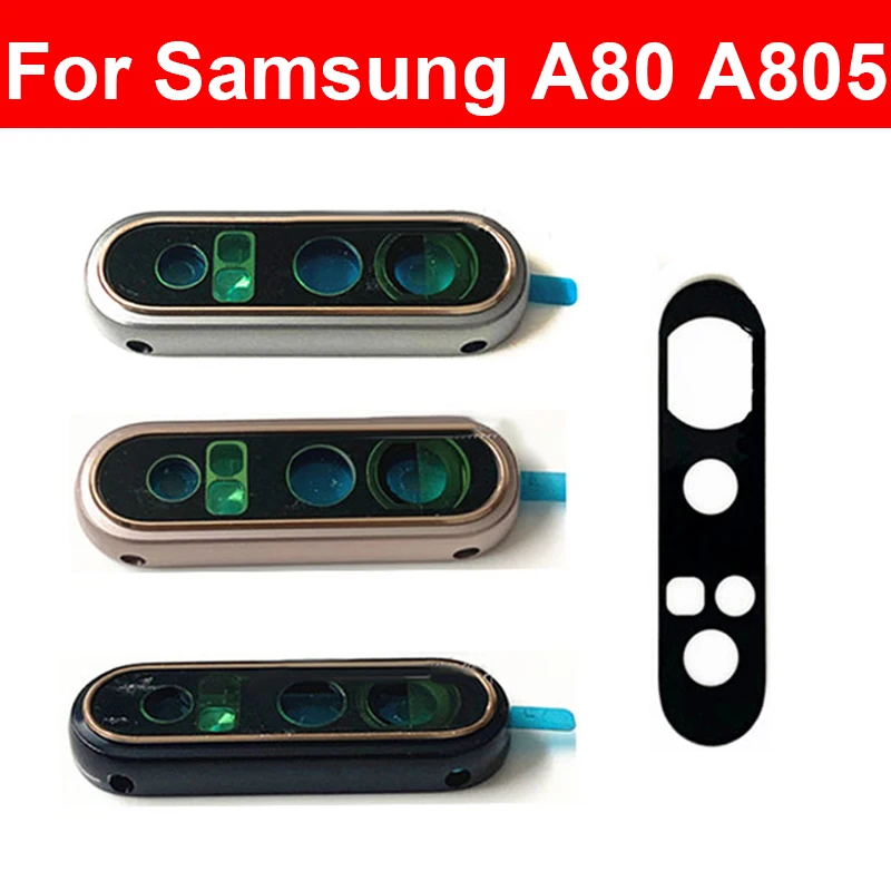 Rear Back Camera Lens With Frame Adhesive For Samsung Galaxy A80 A805 A805F Main Camera Lens Ring Frame Replacement Parts