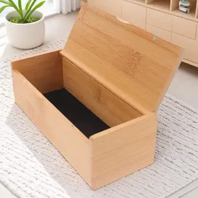 

Lidded Bamboo Storage Box Compact Size for Jewelry Watches Eyeglasses Crafts Trinkets Keepsakes Organizer Case