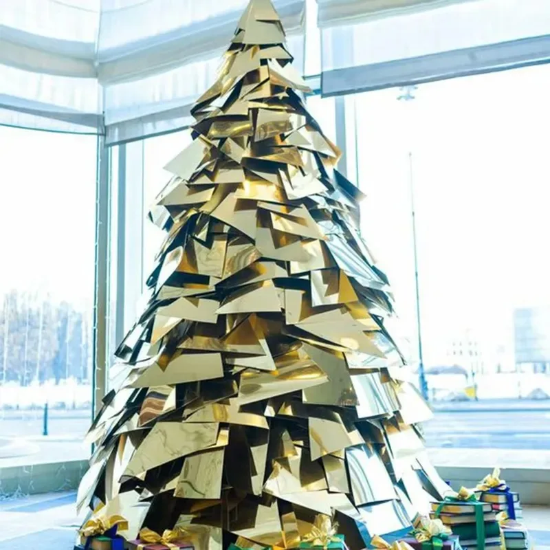 Shopping mall luxury acrylic Christmas tree - custom large commercial Christmas decoration, mirror effect indoor holiday