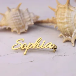 Tangula Custom Name Brooch Personalize Nameplate Pin Brooch Bridesmaid Wedding Accessories Stainless Steel Jewelry Birthday Gift
