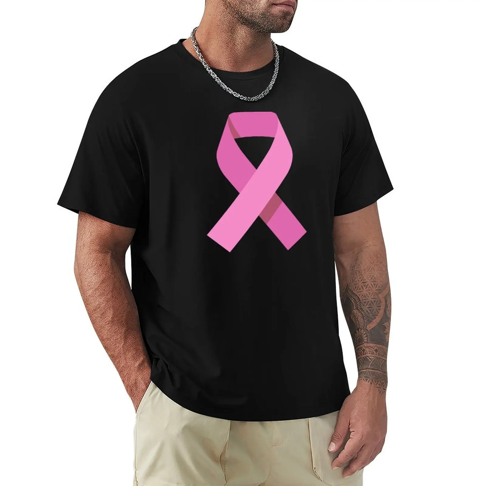 

Pink Awareness Ribbon T-Shirt Vintage Style Printed Top