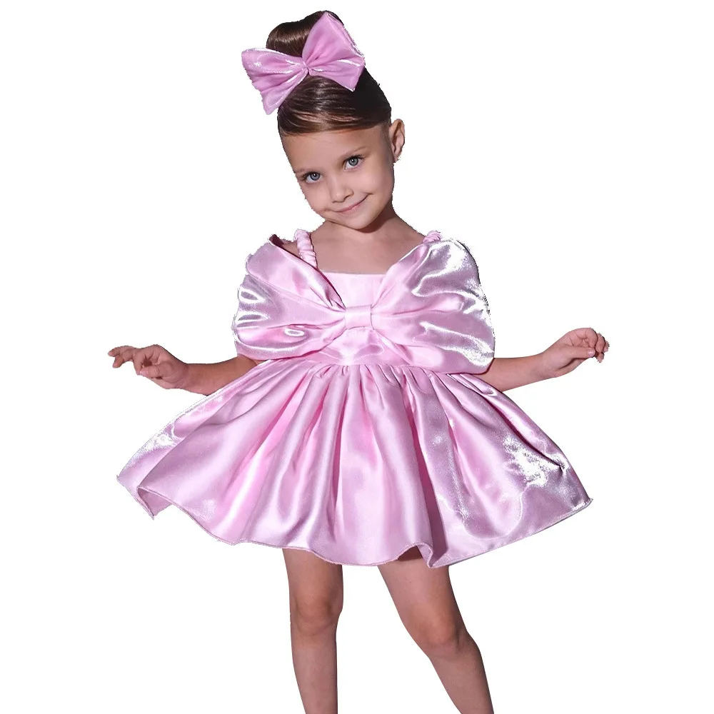 Children's Dresses 2025 Summer Girls Princess Dresses One Year Old Bowknot Middle East Girls Gowns Dresses